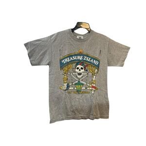 Vintage 90’s Mirage Treasure Island Casino Pirate Gray T Shirt Size Medium